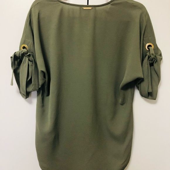 Michael Kors Drape-front Tie Sleeve Blouse - Picture 4 of 13